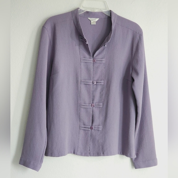 Christopher and Banks Lavender Button-Loop Long Sleeve Blazer Jacket Sz L - Picture 1 of 9